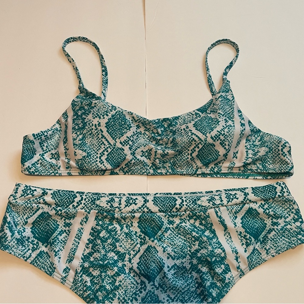 Shein Python Snake Print Teal Bikini Size Large - image 2
